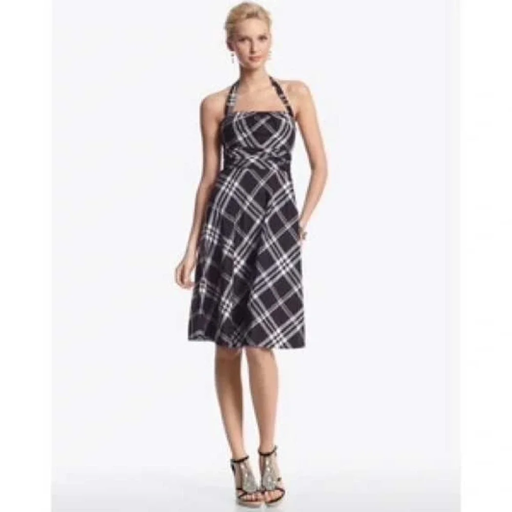 White House Black Market Plaid Mini Dress Strapless Sweetheart 12 - Picture 1 of 8